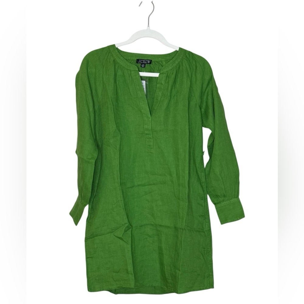 J. Crew Womens Petra Mini Linen Dress NWT XXS Kelly Green - Picture 3 of 10